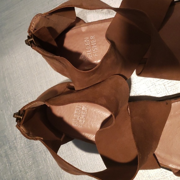 Eileen Fisher Carver Sport Soft Tan Suede Shoes Size 7.5 - Picture 4 of 14